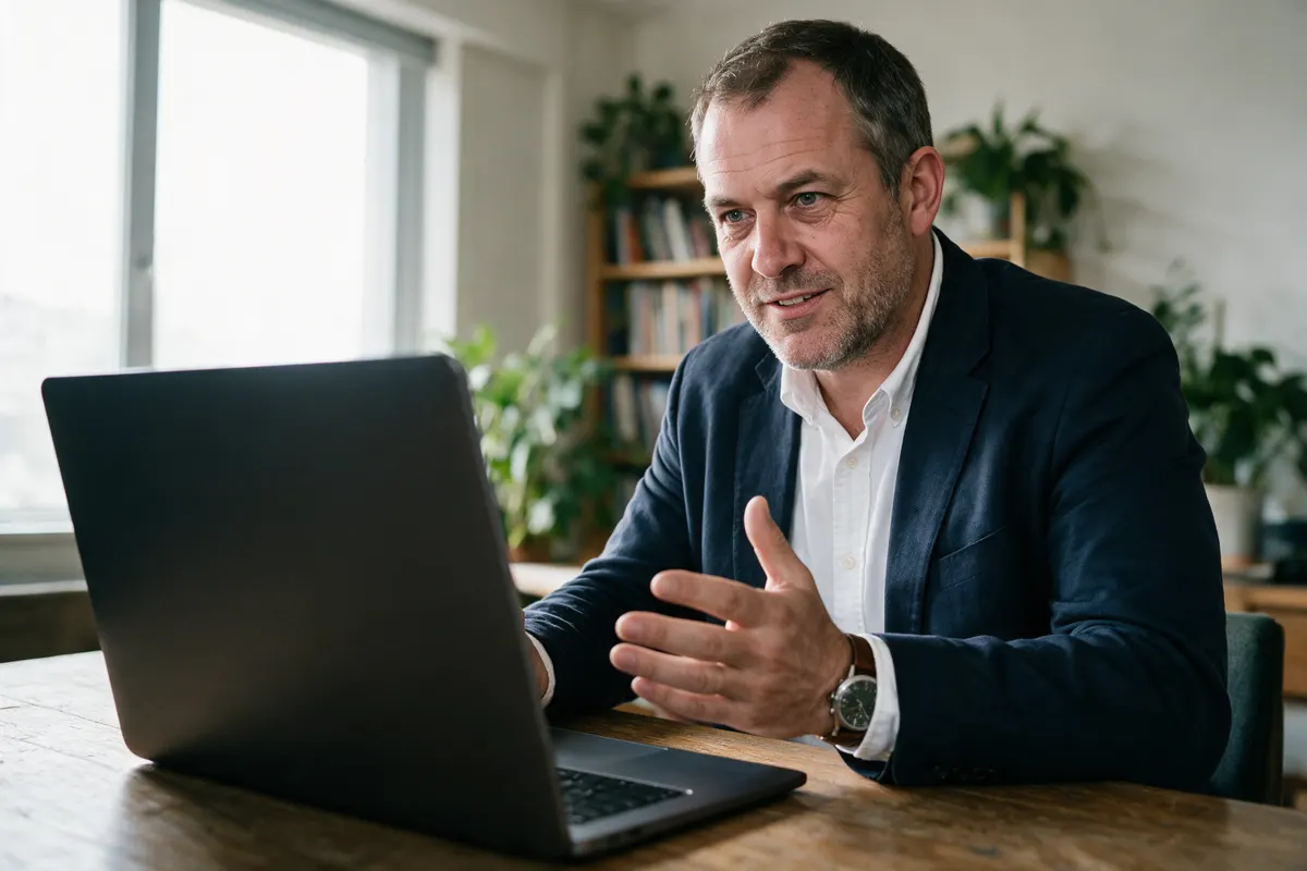 Mark, the Entrevu interview specialist, coaching a candidate on a video call